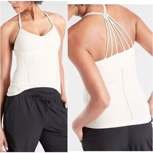 Athleta Allegro Support Tank Top Nude Beige Strappy Back Size Medium Stretchy